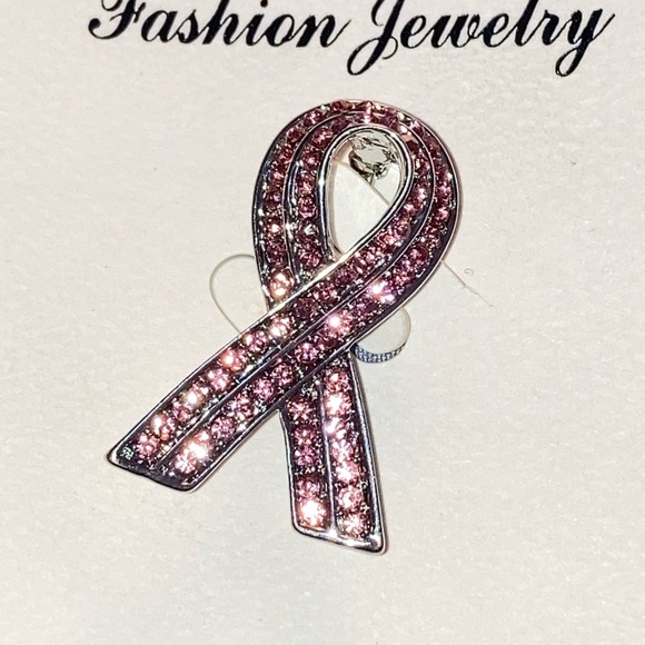 Fashion Jewelry Jewelry - Fashion Jewelry Pink Crystal Ribbon Awareness Brooch